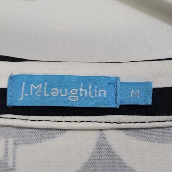 J. McLaughlin Womens SZ M Catalina Cloth Geometric Print Black White Tunic Top - Picture 5 of 9